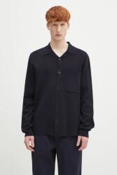 Norse Projects gyapjú kardigán Nicolai Merino Cotton Milano Jacket sötétkék, N45.0619. 7004 - sötétkék L