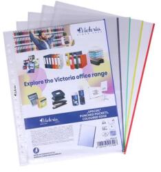 Victoria Genotherm lefűzhető színes szélű A4 50 mikron víztiszta Victoria Office vegyes színek 25 db/csomag