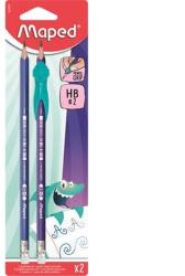 Maped Grafitceruza radírral HB háromszögletű ceruzafogóval MAPED Kidy Learn 2 db/bliszter (853500)