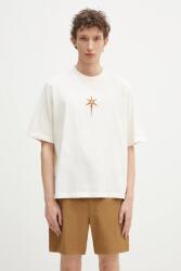 Marcelo Burlon pamut póló County Goth Boxy T-Shirt Ecru Brown bézs, férfi, nyomott mintás, CMAA05AS25JER0036F60 - bézs XL