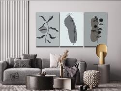 Festés számok szerint - Boho növények (3 darab vászonkép) Méret: 40x60cm (3db), Keretezés: Műanyagtáblával