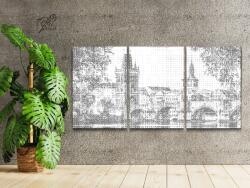 PontPöttyöző - Károly-híd (3 db-os készlet) Méret: 40x60cm (3db), Keretezés: Keret nélkül (csak a vászon), Szín: Zöld