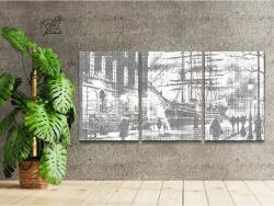  PontPöttyöző - Hamburg éjszaka (3 db-os készlet) Méret: 30x40cm (3db), Keretezés: Kartonlemezen, Szín: Kék
