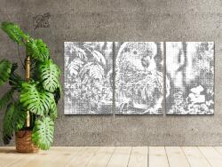  PontPöttyöző - Papagáj az esőerdőben (3 db-os készlet) Méret: 40x60cm (3db), Keretezés: Keret nélkül (csak a vászon), Szín: Fekete