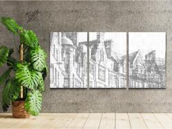 PontPöttyöző - Edinburgh-i házak (3 db-os készlet) Méret: 40x60cm (3db), Keretezés: Keret nélkül (csak a vászon), Szín: Fekete