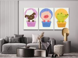 Gyémánt kirakó - Állatok hőlégballonban 2 (3 db-os készlet) Méret: 30x40cm (3db), Keretezés: Keret nélkül (csak a vászon), Gyémántok: Négyzet alakú