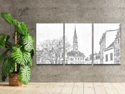 PontPöttyöző - Történelmi városháza (3 db-os készlet) Méret: 40x60cm (3db), Keretezés: Keret nélkül (csak a vászon), Szín: Piros