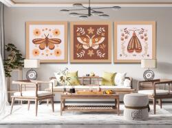 Festés számok szerint - Boho pillangó (3 db-os készlet) Méret: 30x30cm (3db), Keretezés: Kartonlemezen