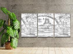 PontPöttyöző - Párizsi utca (3 db-os készlet) Méret: 40x60cm (3db), Keretezés: Műanyagtáblával, Szín: Kék
