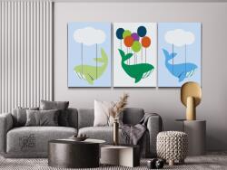 Festés számok szerint - Bálnák (3 db-os készlet) Méret: 40x60cm (3db), Keretezés: Keret nélkül (csak a vászon)