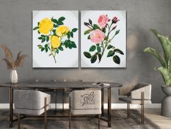Festés számok szerint - Vadrózsák (2 db-os készlet) Méret: 40x50cm (2db), Keretezés: Keret nélkül (csak a vászon)