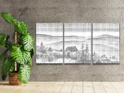 PontPöttyöző - Óriás-hegység (3 db-os készlet) Méret: 30x40cm (3db), Keretezés: Kartonlemezen, Szín: Fekete