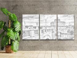 PontPöttyöző - Angyalvár Rómában 3 (3 db-os készlet) Méret: 30x40cm (3db), Keretezés: Műanyagtáblával, Szín: Fekete