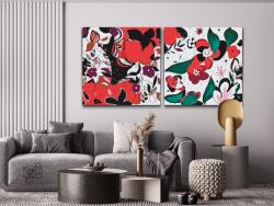 Festés számok szerint - Absztrakt virágok (2 db-os készlet ) Méret: 30x30cm (2db), Keretezés: Műanyagtáblával