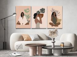 Festés számok szerint - Boho nők (3 darab vászonkép) Méret: 40x60cm (3db), Keretezés: Kartonlemezen