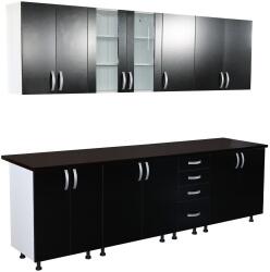 Spectral Mobila Bucatarie Zebra 260 cm din PAL Negru cu blat termoizolant negru