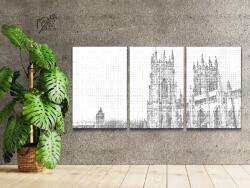 PontPöttyöző - York, Anglia 2 (3 db-os készlet) Méret: 30x40cm (3db), Keretezés: Műanyagtáblával, Szín: Fekete