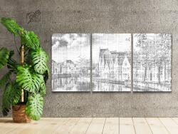 PontPöttyöző - Brugge, Belgium (3 db-os készlet) Méret: 40x60cm (3db), Keretezés: Keret nélkül (csak a vászon), Szín: Kék