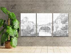 PontPöttyöző - Híd a városban (3 db-os készlet) Méret: 30x40cm (3db), Keretezés: Kartonlemezen, Szín: Zöld