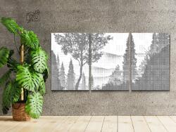 PontPöttyöző - Sötét erdő (3 db-os készlet) Méret: 40x60cm (3db), Keretezés: Műanyagtáblával, Szín: Kék