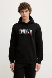 Tommy Hilfiger pamut melegítőfelső fekete, nyomott mintás, kapucnis, DM0DM22144 - fekete S