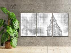 PontPöttyöző - Big Ben (3 db-os készlet) Méret: 40x60cm (3db), Keretezés: Kartonlemezen, Szín: Fekete