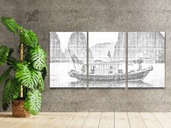 PontPöttyöző - Ha Long-öböl (3 db-os készlet) Méret: 40x60cm (3db), Keretezés: Műanyagtáblával, Szín: Zöld