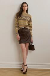 Lauren Ralph Lauren bőr szoknya barna, mini, ceruza fazonú, 200971353 - barna 38