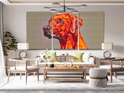 Gyémánt kirakó - Geometrikus kutya (3 db-os készlet) Méret: 40x60cm (3db), Keretezés: Műanyagtáblával, Gyémántok: Kerek