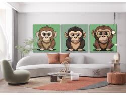  Festés számok szerint - Majmok (3 db-os készlet) Méret: 30x30cm (3db), Keretezés: Kartonlemezen
