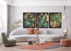  Gyémánt kirakó - Trópusi kúszónövény könnyezőpálma (3 db-os készlet) Méret: 30x40cm (3db), Keretezés: Keret nélkül (csak a vászon), Gyémántok: Kerek