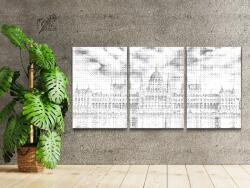 PontPöttyöző - Budapest (3 db-os készlet) Méret: 30x40cm (3db), Keretezés: Keret nélkül (csak a vászon), Szín: Kék