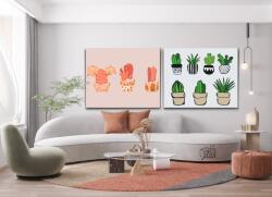 Festés számok szerint - Kaktuszok (2 db-os készlet) Méret: 40x50cm (2db), Keretezés: Kartonlemezen
