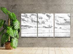  PontPöttyöző - Napsütötte partok (3 db-os készlet) Méret: 40x60cm (3db), Keretezés: Műanyagtáblával, Szín: Fekete