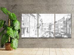  PontPöttyöző - Velencei gondolák (3 db-os készlet) Méret: 30x40cm (3db), Keretezés: Műanyagtáblával, Szín: Fekete