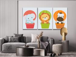  Festés számok szerint - Állatok a lufiban (3 darab vászonkép) Méret: 40x60cm (3db), Keretezés: Kartonlemezen