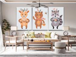 Festés számok szerint - Boho állatok (3 db-os készlet) Méret: 40x60cm (3db), Keretezés: Kartonlemezen