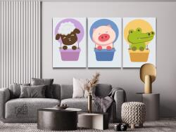 Festés számok szerint - Állatok a lufiban 2 (3 darab vászonkép) Méret: 40x60cm (3db), Keretezés: Műanyagtáblával