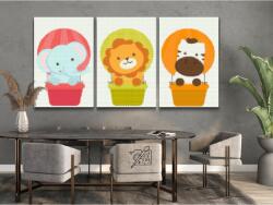 Gyémánt kirakó - Állatok hőlégballonokban Méret: 30x40cm (3db), Keretezés: Keret nélkül (csak a vászon), Gyémántok: Négyzet alakú