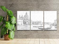PontPöttyöző - Szent Márk-bazilika, Velence (3 db-os készlet) Méret: 40x60cm (3db), Keretezés: Kartonlemezen, Szín: Kék
