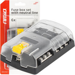 AMIO Panou sigurante auto 6 cai, distribuitor alimentare pozitiv negativ, universal 12V 24V (03833) - ingcomag