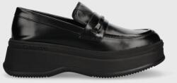 Calvin Klein bőr mokaszin PITCHED LOAFER W/HW fekete, női, platformos, HW0HW01817 - fekete Női 40