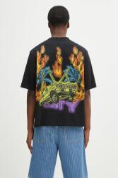 Marcelo Burlon pamut póló County Flame Boxy T-Shirt Black Red fekete, férfi, nyomott mintás, CMAA05AS25JER0071025 - fekete XL