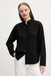 Abercrombie & Fitch len ing női, galléros, fekete, relaxed, KI140-5554 - fekete L