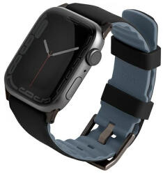 UNIQ óraszíj Linus Apple Watch Series 1/2/3/4/5/6/7/8/9/SE/SE2/Ultra/Ultra 2 42/44/45/49mm. Airosoft Silicone tok, fekete