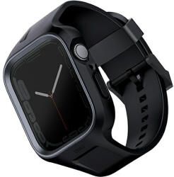 UNIQ óraszíj Monos 2in1 Apple Watch óraszíj + tok Series 4/5/6/7/8/9/SE/SE2 44/45mm. fekete/fekete tok, fekete