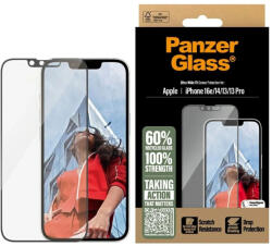 Panzer Ultra-Wide Fit edzett üvegfólia iPhone 13 / 13 Pro / 14 / 16e - Clear