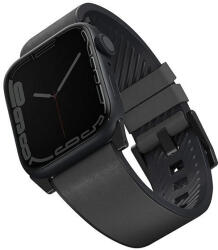 UNIQ óraszíj Straden Apple Watch Series 1/2/3/4/4/5/6/7/8/9/SE/SE2/Ultra/Ultra 2 42/44/45/49mm. Bőr hibrid óraszíj, szürke