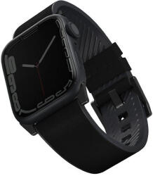 UNIQ óraszíj Straden Apple Watch Series 1/2/3/4/4/5/6/7/8/9/SE/SE2/Ultra/Ultra 2 42/44/45/49mm. Bőr hibrid óraszíj, fekete
