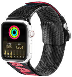 Dux Ducis óraszíj (kültéri változat) Apple Watch Ultra óraszíj, SE, 9, 8, 7, 6, 5, 4, 3, 2, 1 (49, 45, 44, 42 mm) Nylon szalag karkötő, fekete, piros